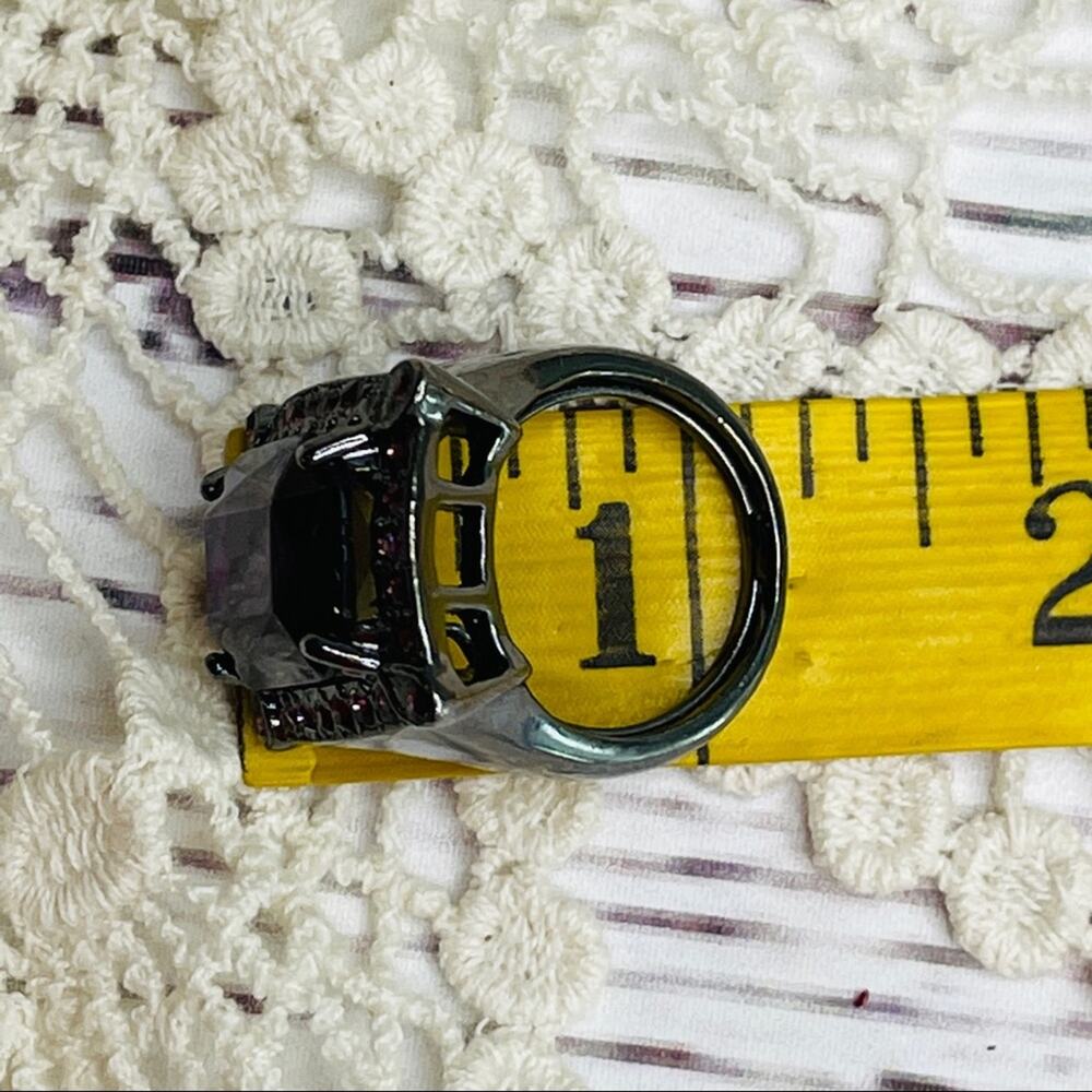 Dark Purple Rectangular Costume Ring Dark Grey - image 8